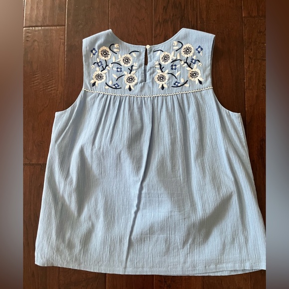 Boden Portia Blue Floral Embroidered Tank Top - Picture 10 of 10